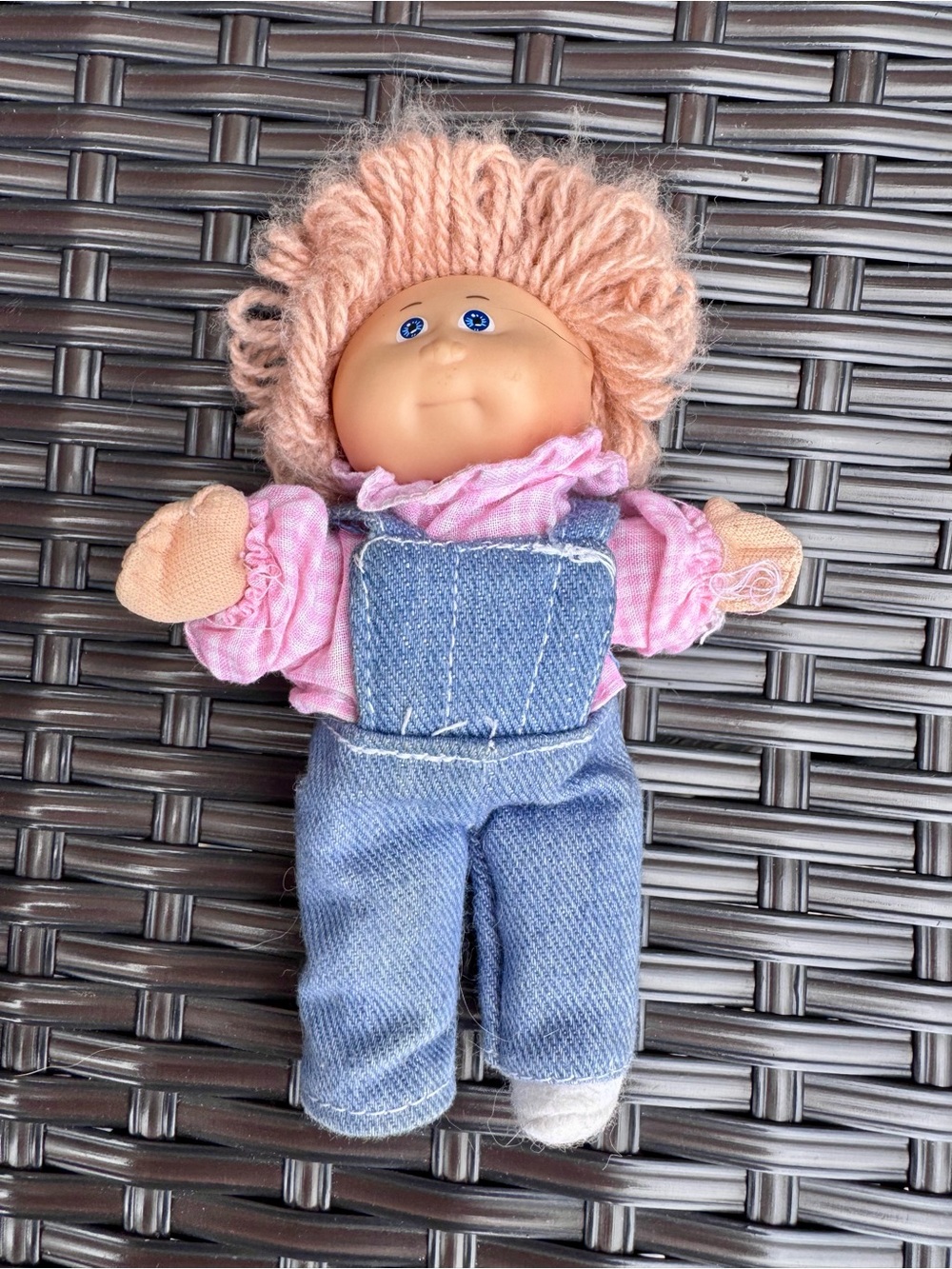 Vintage Cabbage Patch Doll in Pink and Denim Overalls. Tag is from the 1980’s